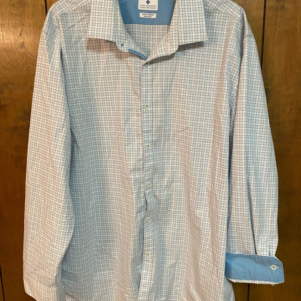 Ryan Seacrest Distinction Blue Checkered Shirt